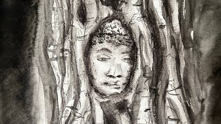 Charcoal ASMR sound | Drawing of Buddha