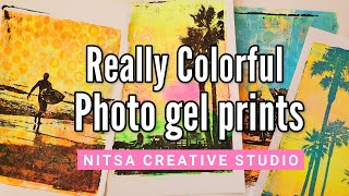 colorful photo transfer print using a gelli plate / monoprint your own photos