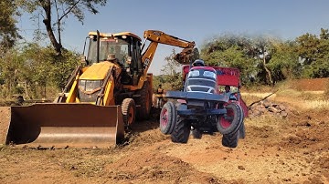 New JCB 3dx Backhoe Machine Loading Red Mud In Mahindra yuvo tractor | JCB Tractor cartoon gadi