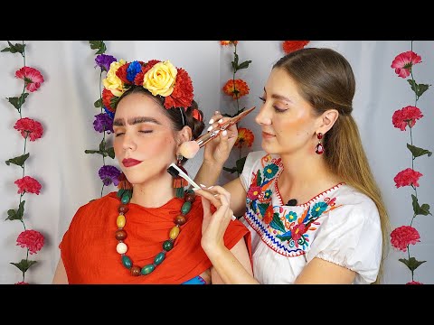 ASMR Outstanding Transformation Frida Kahlo | Hairstyling, Makeup, Accessorizing Finishing Touches