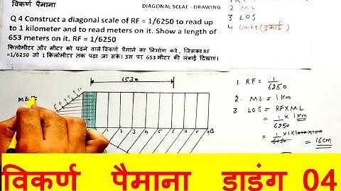 diagonal scale | विकर्ण  पैमाना  ड्राइंग how to draw diagonal scale  diagonal scale drawing in hindi
