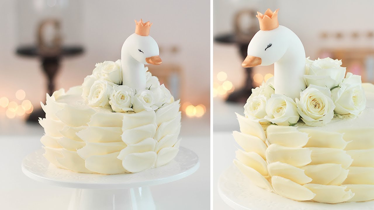 White chocolate swan cake - Decorated Cake by Gimena - CakesDecor