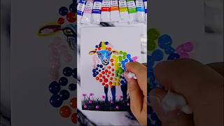 Easy Painting Ideas Rainbow Wool Magic 🐑🌈✨ | Cotton Swab Dot Painting Art for Beginners #art