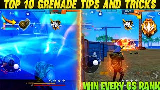 TOP 10 GRENADE TIPS AND TRICKS FOR CS RANK | CS RANK PUSH TIPS IN FREE FIRE | Player 07