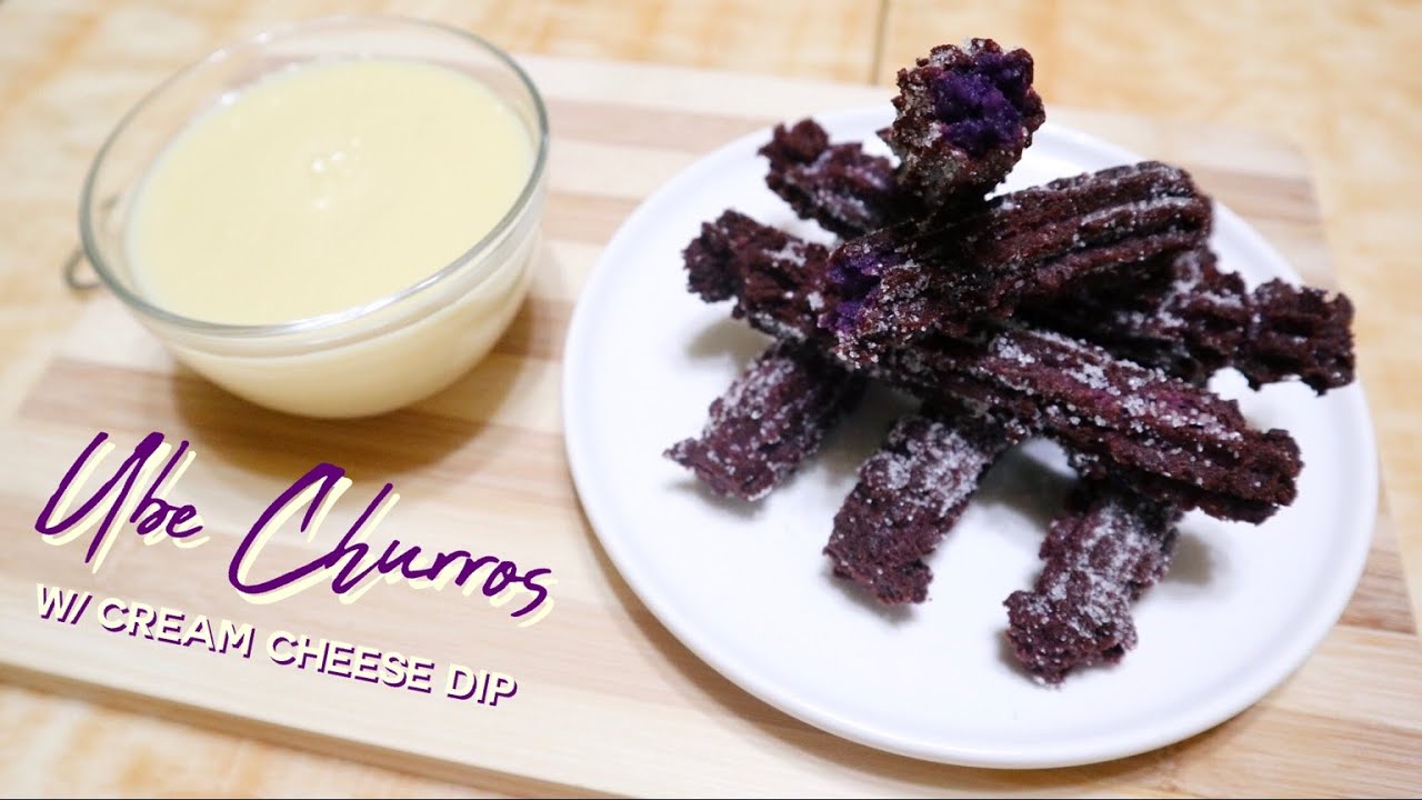 ube churros with cream cheese dip recipe fudzbyneney YouTube