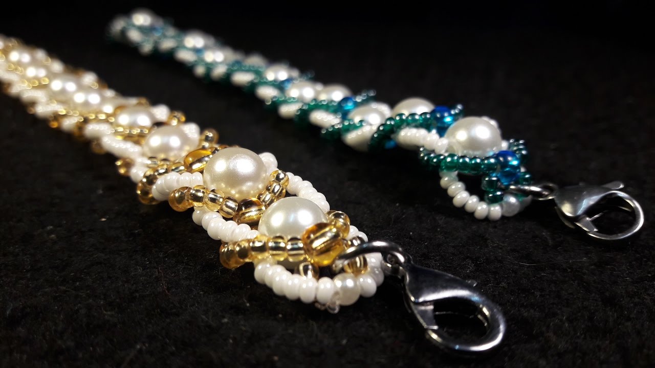 Hermosa Pulsera de perlas y mostacillas...Clase #49!!!