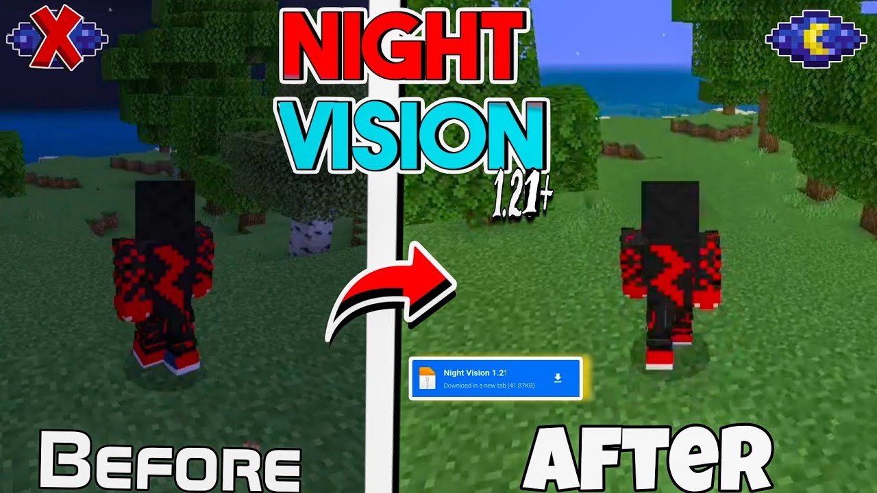 NIGHT VISION TEXTURE PACK FOR MCPE 1.20/1.22+😍 MCPE & BEDROCK YouTube