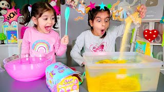 تحدي الجلي باف ضد السلايم باف بين لارا وزينب - Gelli Baff VS Slime Baff Challenge