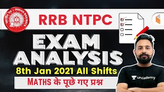 RRB NTPC Exam Analysis (8th Jan 2021) | Maths All Shifts Questions by Rahul Deshwal