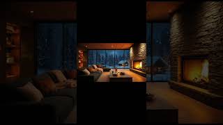 No Ads Fireplace Blizzard ASMR - Snow Storm Sleep Sound With Fireplace Burning For Deep Sleeping