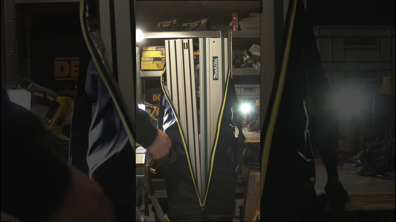 Storage bag for tracksaw guide rails 