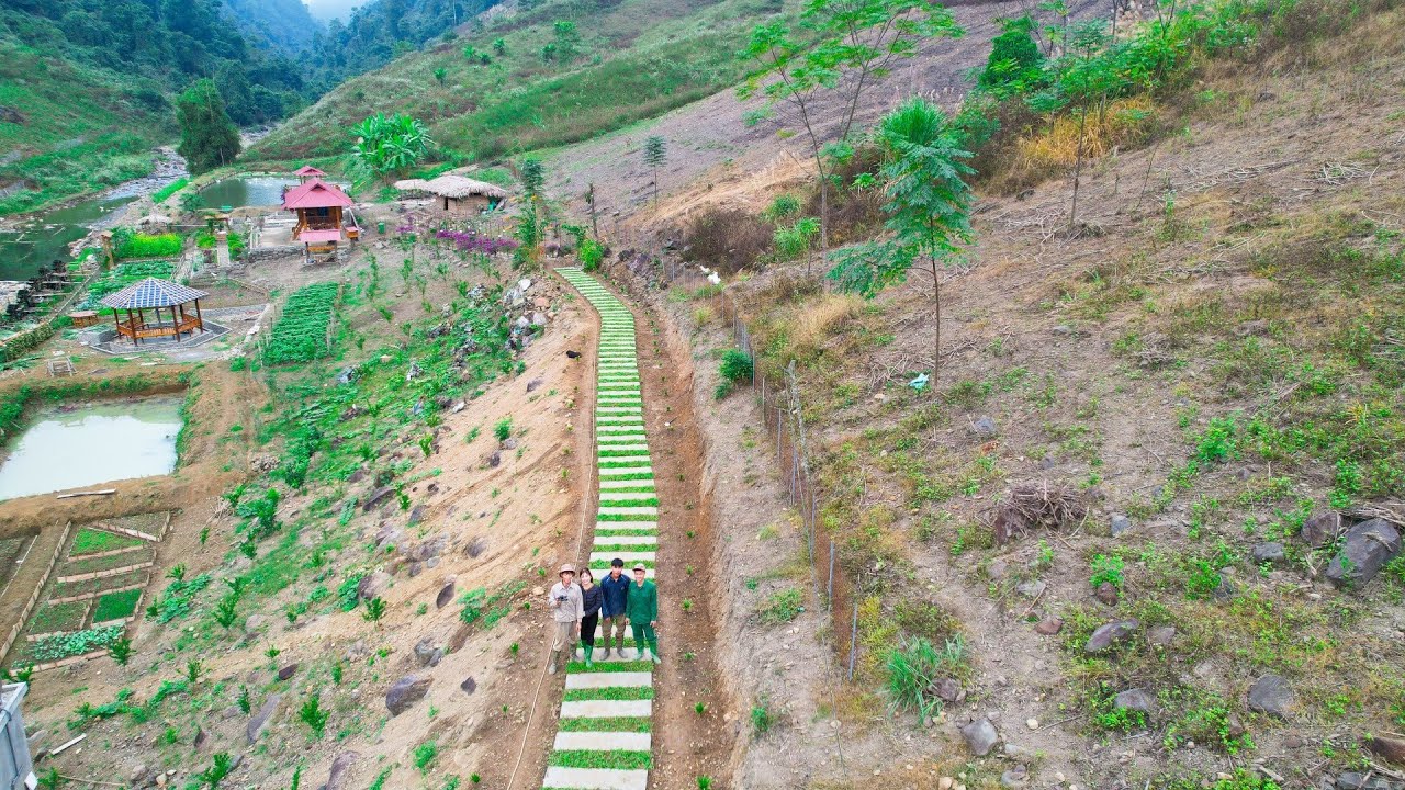 Duong built a road to the farm to help Sang Vy farm, clearing grass to