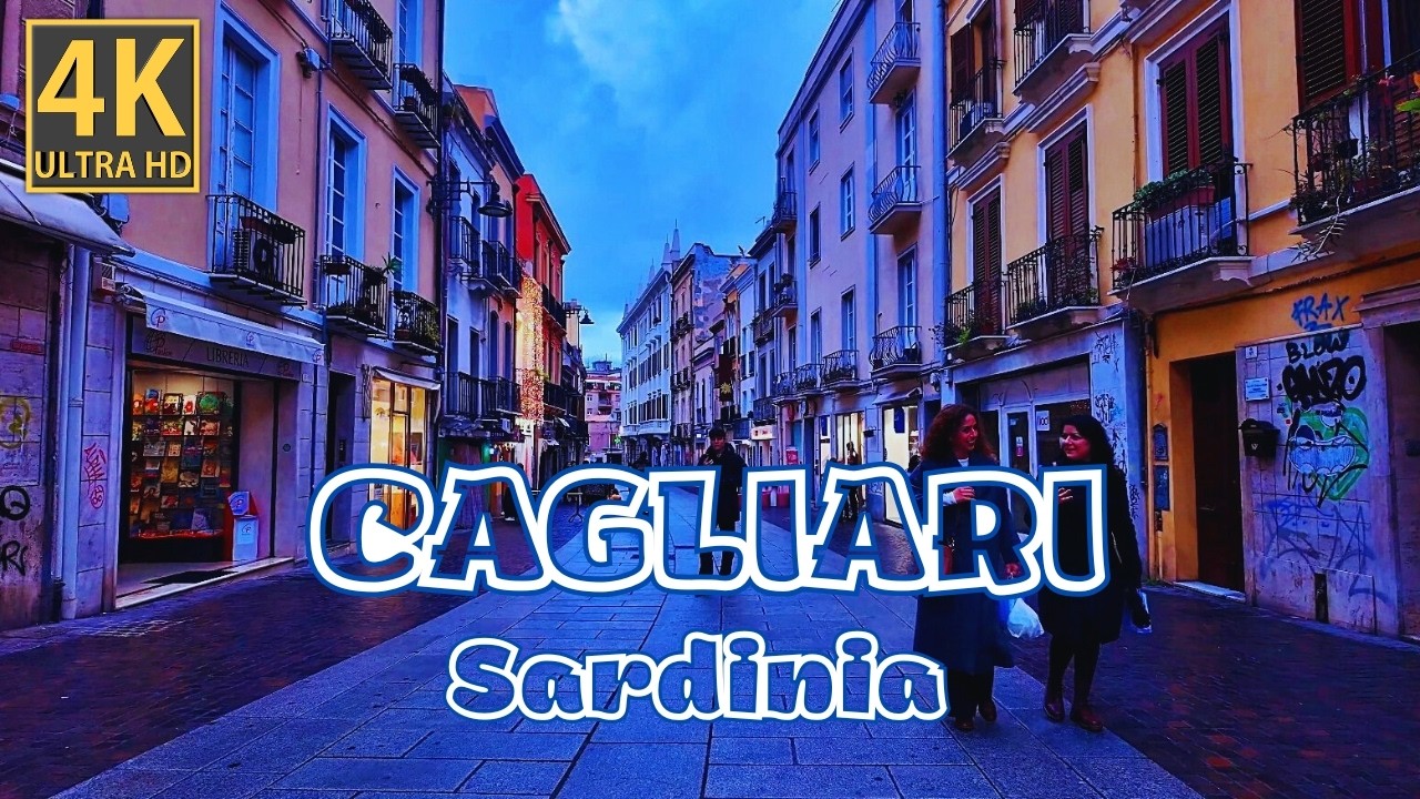 Cagliari Italy Evening City Walk | Beautiful Sardinian Streets in 4K