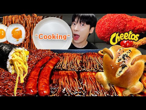 ASMR MUKBANG 요리 모음 9# 치토스 가래떡 핫도그 치킨 불닭 김치 짜파게티 레시피  FRIED CHICKEN AND BEST COOKING