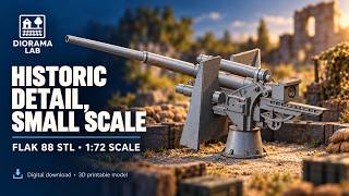 Flak 88 STL – 1:72 WWII German Anti-Aircraft Gun | 3D Printable Artillery Model for Dioramas