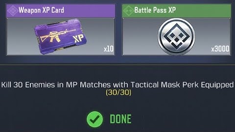 Call Of Duty Mobile Kill 30 Enemies in MP Matches with Tactical Mask perk Equipped Task Complete