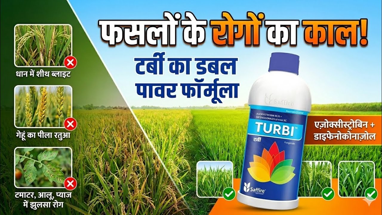शीथ ब्लाइट, पीला रतुआ और झुलसा रोग का 100% खात्मा | Saffire TURBI Fungicide