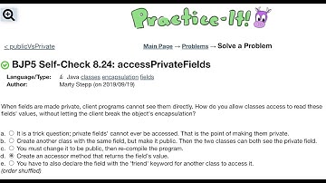 Java Practice It | Self-Check 8.24 accessPrivateFields | classes, encapsulation, fields