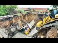 The Best Construction Ever Extremely Bulldozer Clearing Land and Dongfeng Dump Truck Delivery Unload