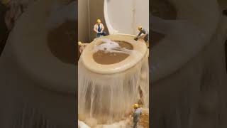 Toilet Overflow Chaos Tiny Workers Cant Stop The Flood