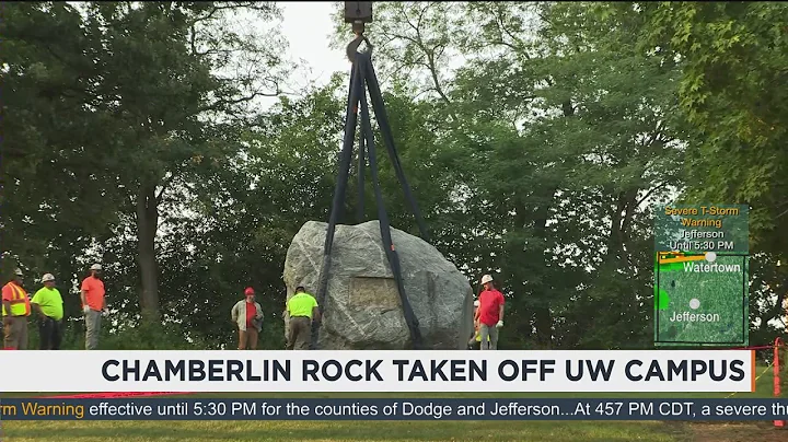 Crews remove Chamberlin Rock from UW-Madison campus