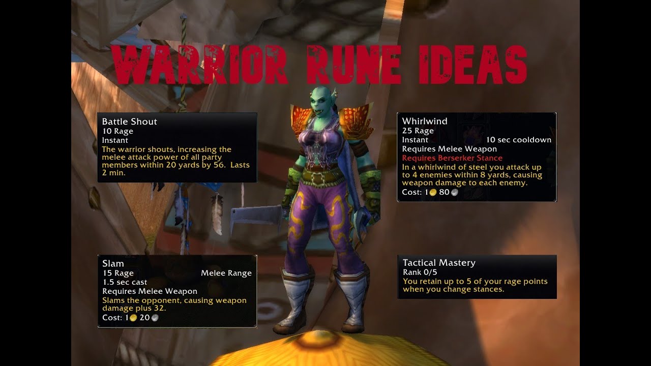 World of Warcraft Season of Discovery | Warrior Phase 2 Rune Ideas