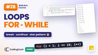JavaScript Loops in Hindi + Multiplication Table & Star Pattern | Web Development Course #28