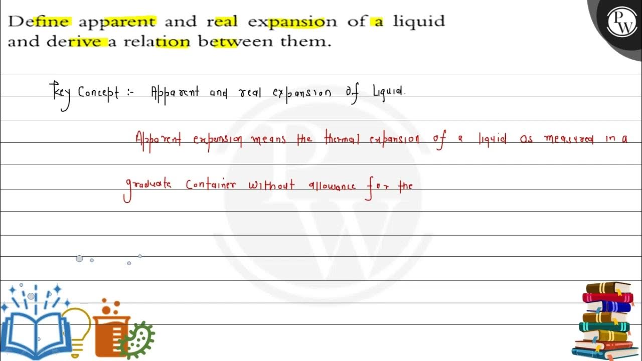 Define apparent and real expansion of a liquid and derive a relation