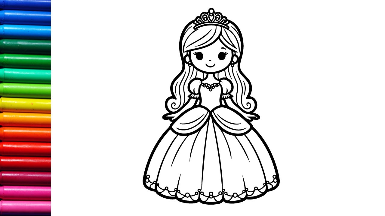 How to draw and color cutee little princess| How to draw and color ...