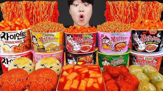 Trying new buldak spicy noodle flavours #samyang #mukbang 