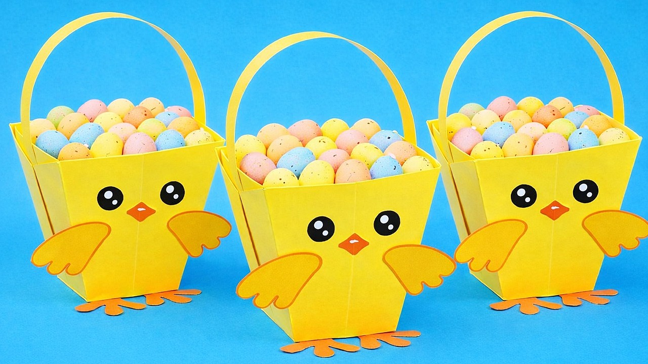 DIY Cute Easter Chicken Basket: How to Make Easter Paper Basket - YouTube