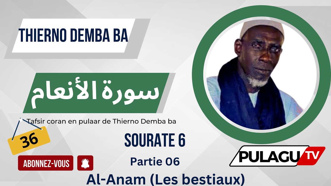 Tafsir Thierno Demba ba  Sourate 6 (partie 06) Al-Anam (Les bestiaux)