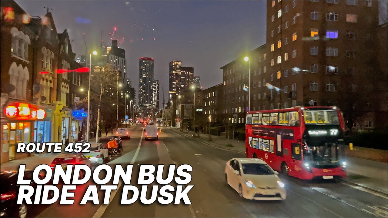 Blue hour London double-decker bus ride - Bus Route 452 from London's Kensal Green to Vauxhall 🚌