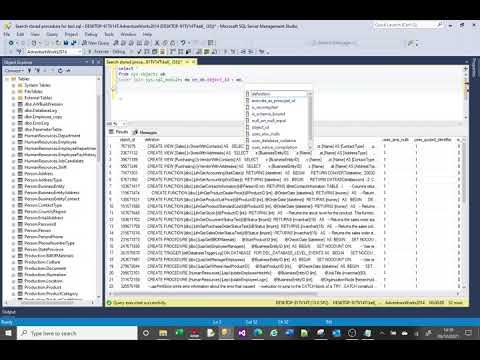 MS SQL tutorial on searching for stored procedure for text