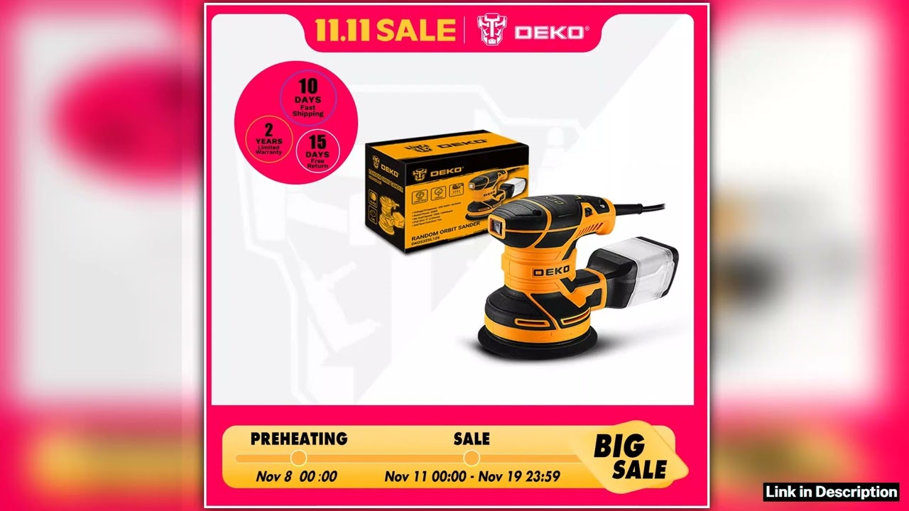 DEKO DKOS32XL125 320W Speed 14000pm Random Orbit Sander Home DIY Carpenter Strong Dust Collection