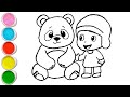 Cute Panda With Pocoyo Drawing, Painting and Coloring For Kids and Toddlers_ Easy Art
