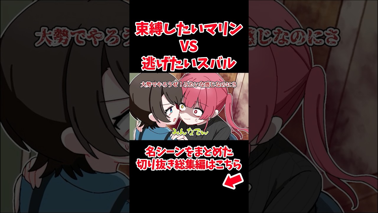 束縛したいマリン VS 逃げたいスバル【ホロライブ手描き切り抜き/宝鐘マリン/大空スバル】