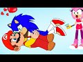 Sonic kiss mario sonic amy squa  super mario x princess peach  sonic the hedgehog 2021