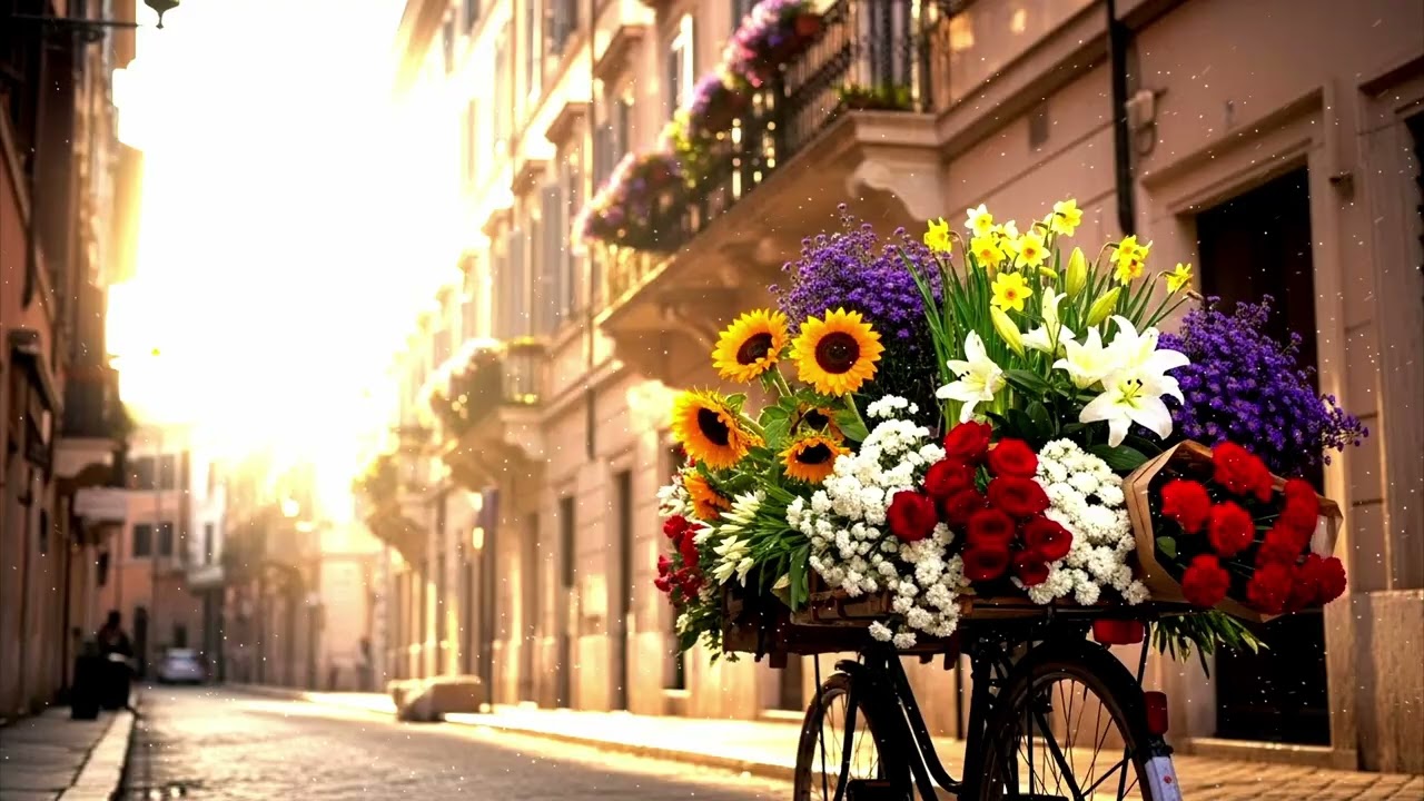 An early sunrise with sunshine, breeze, and flowers, wrapped in gentle piano melodies.