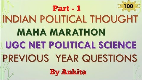UGC NET Political science|Indian political thought| PYQs| Marathon|Indian political thinkers|MCQs