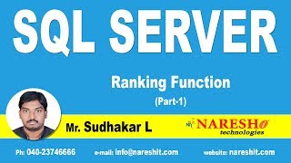 Ranking Function Part-1| MSSQL Training | Mr.Sudhakar L