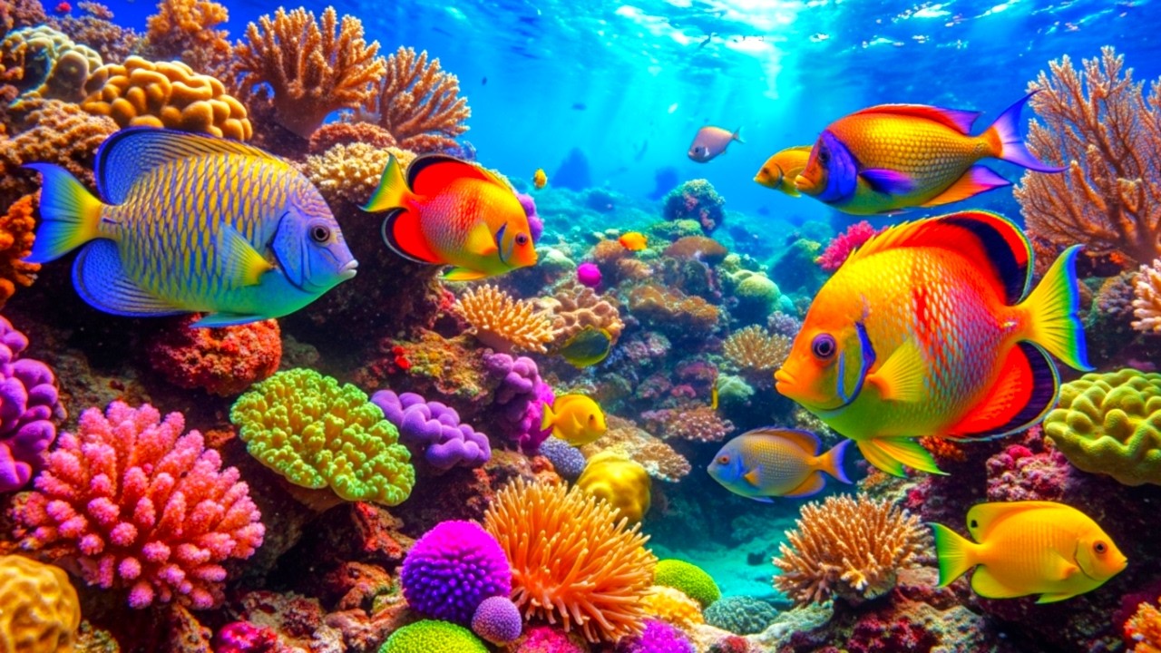 Whispering Blue Serenity – 4K Aquarium with Coral Reef and Relaxing Sounds #3