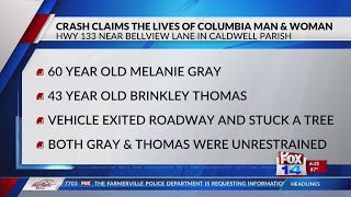 Fatal crash in Caldwell Parish claims the lives of a Columbia man and woman
