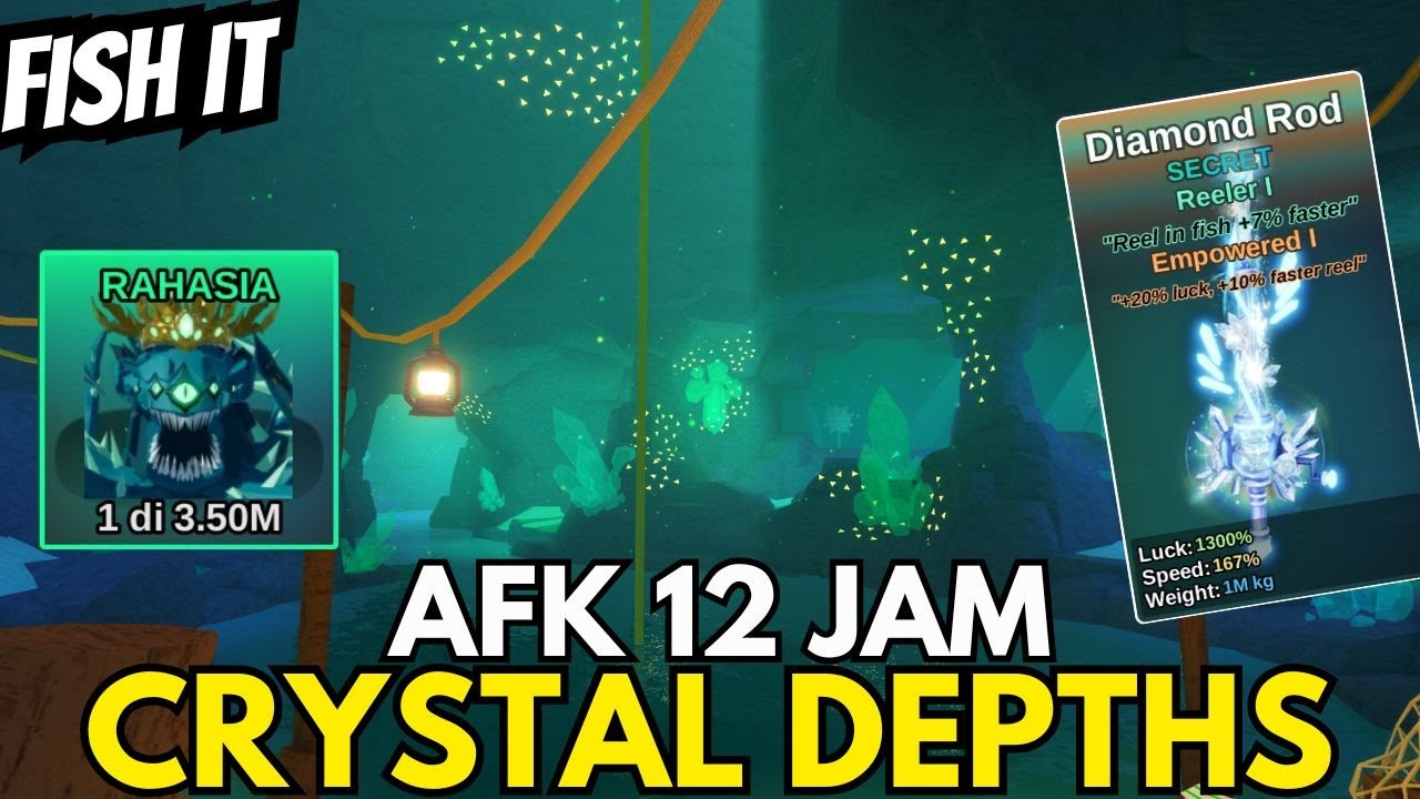 AFK 12 JAM CRYSTAL DEPTHS TES DIAMOND ROD BISAKAH NARIK CURSED KRAKEN! - Fish it