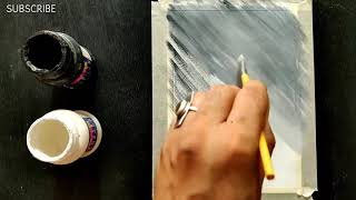 Easy black and white painting/ painting tutorial for beginners/ Easy Poster Colours Painting
