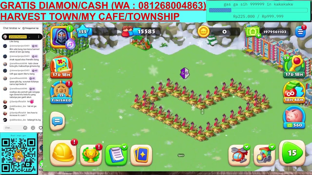 Live TownShip With Tutor Cheat Part#22 (unban, Heli lengkap, unlimited claim+change reward) 