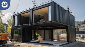 Het bouwen van een huis van zeecontainers met twee verdiepingen en een terras: van begin tot eind...