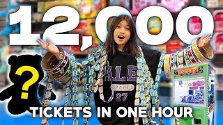 WON THE BIGGEST PRIZE FROM THE ARCADE! (12,000 tickets in an hour ) | Chelseah hilary
