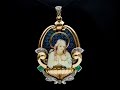 アンティークジュエリー　プリカジュールエナメル　聖母マリア　ペンダント　聖水盤