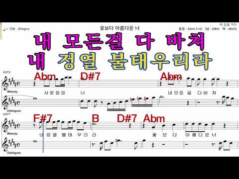 꽃보다아름다운너  배일호   가수처럼 엠알로  악보  노래 하기  여자  Abm